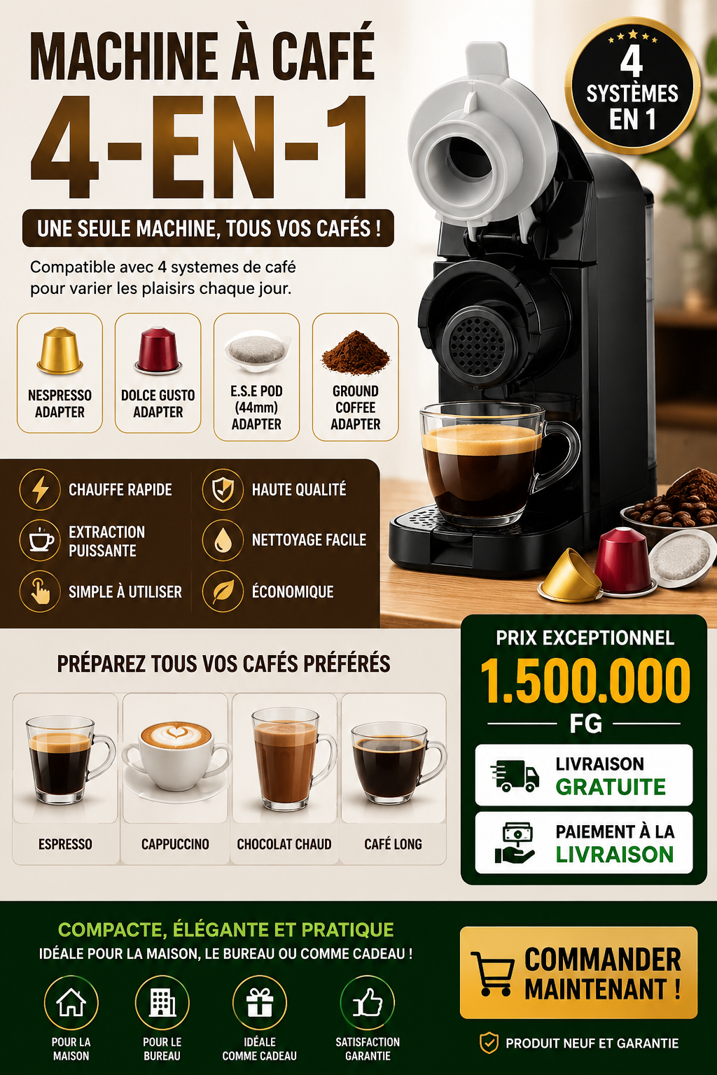 đš â Machine Ă CafĂ© 4-en-1 Premium đš