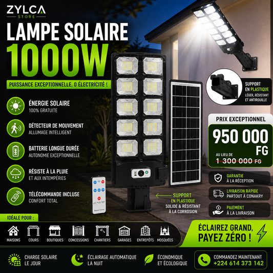☀️ Lampe Solaire LED 1000W Premium
