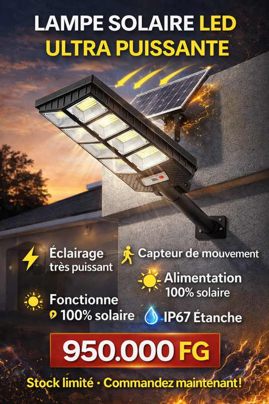 🔥 🌞 Lampadaire Solaire 500W NEWVEW NV-L633 – IP65 | Détecteur de Mouvement + Télécommande